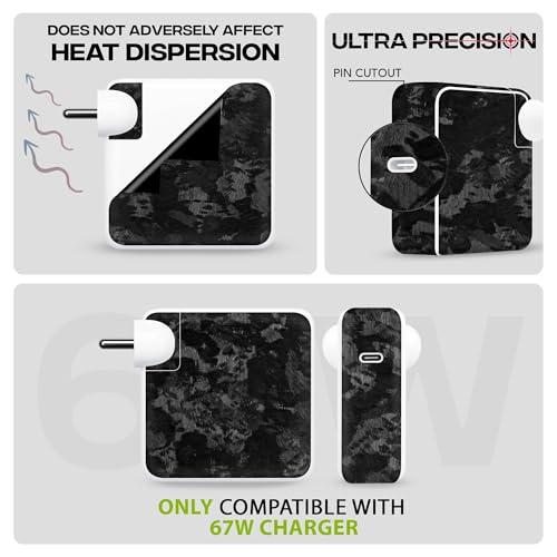 Image of Capes India Protective Adapter Skin Cover Compatible with MacBook Adapter 67W| Not a Case | Vinyl Skin Sticker (Forged Carbon)