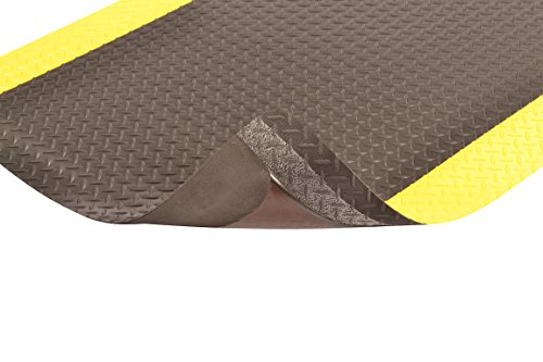 NoTrax 979S0312YB 979-Saddle Trax 3' x 12' Black and Yellow Anti-Fatigue Mat with Red Stop