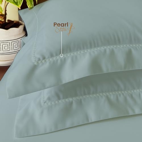 Image of BOUTIQUE LIVING Infinity 100% Egyptian Cotton 1000 TC Blue King with 4 Pillow Covers (Pearl Stitched)