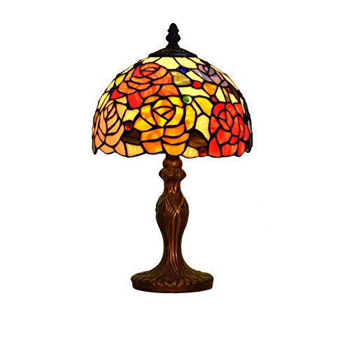 Lampe créative Tiffany en verre d'art européen luminaire de table rose 20 cm