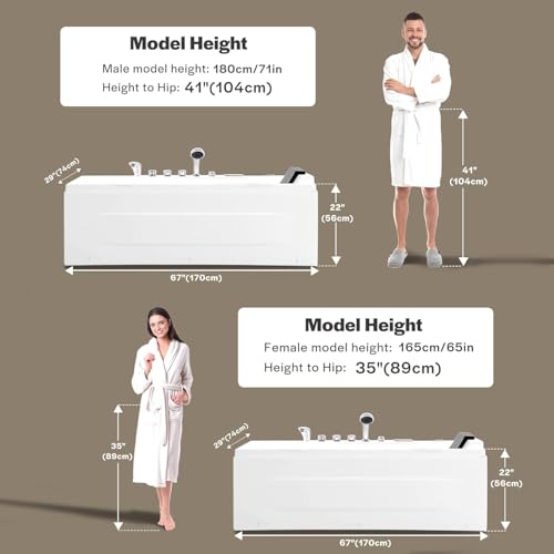 Image of Couple Seater Bath, 6 Feet by 4 Feet, Freestanding Whirlpool Massage Bath Tub with lighting system, bath, bath tub for adult 2 person