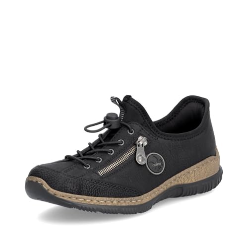 Rieker Damen Low-Top Sneaker N3267, Frauen Halbschuhe,Freizeitschuhe,Turnschuhe,Laufschuhe,straßenschuhe,Strassenschuhe,schwarz (01),39 EU / 6 UK