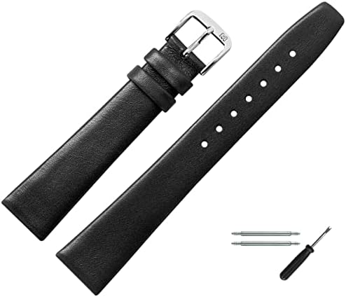 MARBURGER Uhrenarmband 19mm Leder Blau - Ersatzarmband Mit Goldschließe