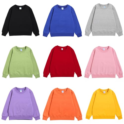 KAGAYD Toddler Girl Boy Game Day Clothes Baby Kids Pure Color Sweatshirt Crewneck Long Sleeve Pullover Shirts Top