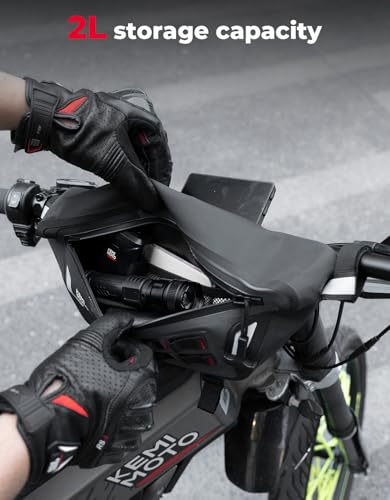 Image of KEMIMOTO Motorcycle Handlebar Bag, Bicycle Front Fork Tool Bag - Fully Waterproof Bag Compatible with Sur-Ron Light Bee X and S X160 X260 Talaria Sting Segway Electric Dirt Bike 2L