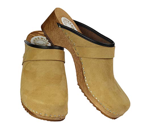 Handewitt - Zuecos de madera (abiertos, terciopelo), color beige, color Beige, talla...