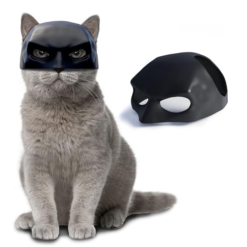 Black Batcat Mask, Extra Thick Durable, Bat Style Cat Mask, Pet Costume Accessory, Fun and Adorable Superhero Cosplay Mask for Cats, Black CatBat Cosplay Christmas Mask Hat, Cat Apparel (Medium)