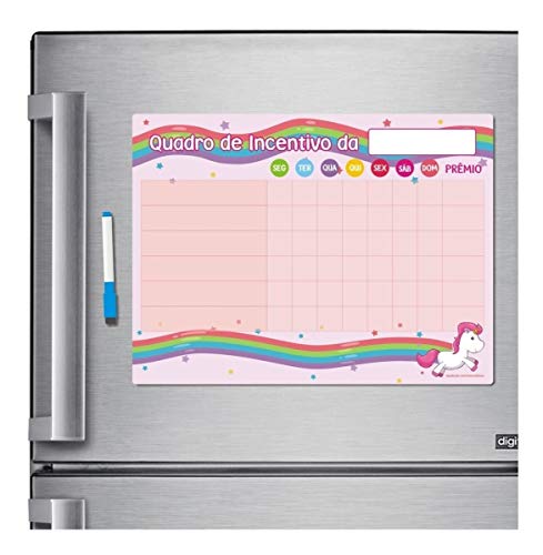 Ímã De Geladeira Quadro De Incentivo E Tarefas Unicórnio