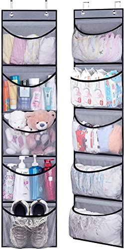 Baoswi 2 Pack Over The Door Organiser Storage for Closet with 5 Pockets Organiser for Bedroom Bathroom (Grey)