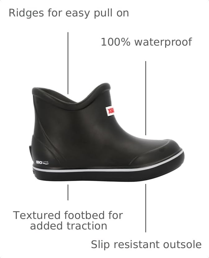 Image of XTRATUF TUFS Kids Ankle Deck Boot - Lightweight, 100% Waterproof Rubber Footwear for Boys & Girls - Non-Marking, Slip-Resistant Outsole