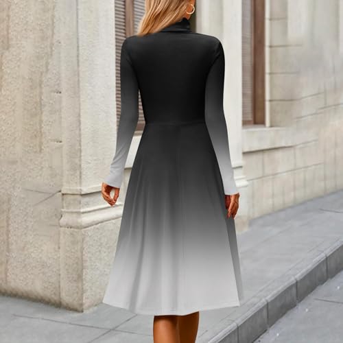 Womens Long Sleeve Turtleneck Sweater Dress Elegant Formal Flowy A Line Midi Dress Trendy Plus Size Cute Knit Dress2
