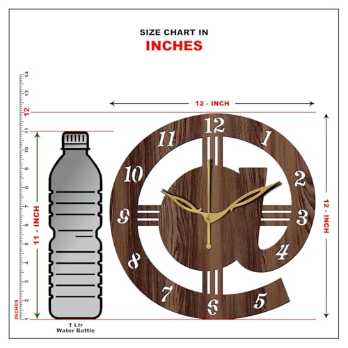 Image of SKYVILLA 12 Inch Wooden MDF Analog Wall Clock with English Numerals | Silent Quartz Movement | Lightweight Without Glass Design for Home Living Room Bedroom
