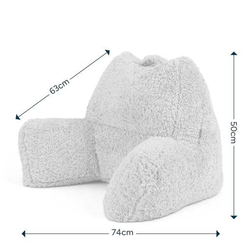 Icon Teddybär Rückenlehne Lesekissen, Mokkabraun, Lesekissen Flauschig mit Sitzsack Füllung, Rückenstütze mit Tragegriff