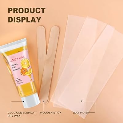 Honey Wax Hair Removal Kit, Sugar Wax for Face Hair Removal Women Sugar Waxing Kit for Women Brazilian Wax for Bikini Hair Removal Sugaring Wax Kit with Strips