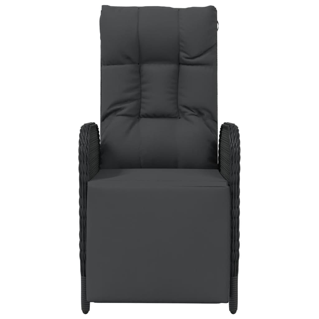 Kavolet Poltrona relax da giardino, regolabile, con cuscino, 2 pezzi, in polyrattan, colore nero