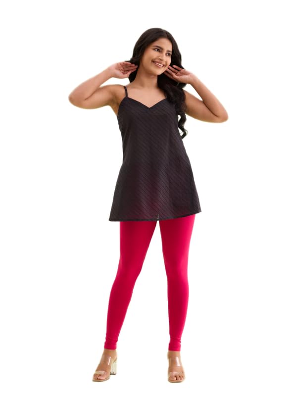 Image of GO COLORS Soft Cotton Stretch Ankle Length Leggings for Women | Breathable