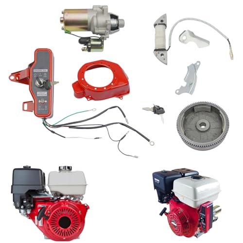 Kit de Démarrage Électrique Moteur+bobine- Gx200 6.5Cv Gx160 5.5Cv-moteur de Démarrage avec Électrovanne-volant D'inertie et Couronne pour Convertir Moteurs à...