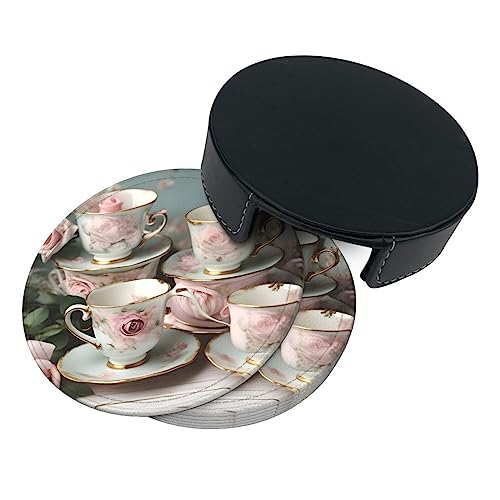 Tasses à thé avec roses imprimées romantiques en polyuréthane résistant - 5