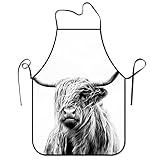 SARA NELL Cow Apron Portrait Of A Highland Cow Cooking Apron Kitchen Apron,Funny Cattle Milk Cow...