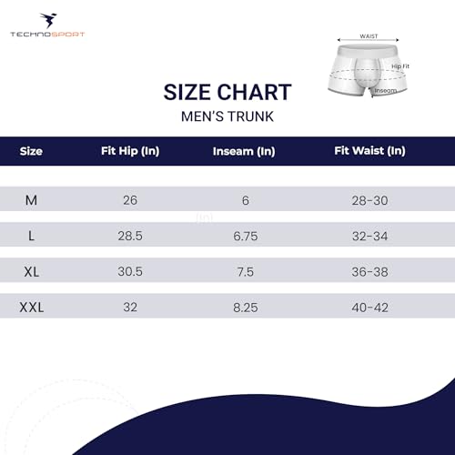 Image of TECHNOSPORT Men's Colorblock Trunks Underwear with ElastoLITE 4 Way Stretch Lightweight Breathable Moisture Wicking Soft Anti Odour Anti Microbial UPF 50+ Comfort Fit Boxer Briefs Innerwear for Men