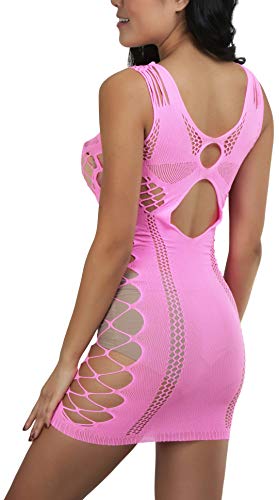 Image of ToBeInStyle Women's Stretch See Through Fishnet Novelty Mini Rave Party Dress