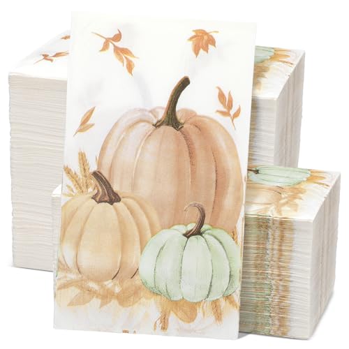 Servilletas de calabaza Sinmoe de papel desechables para 200 invitados de otoño