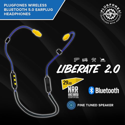 Plugfones Liberate 2.0 Earplug-Earbud Hybrid - Blue Cable/Yellow Accents/Yellow Plugs