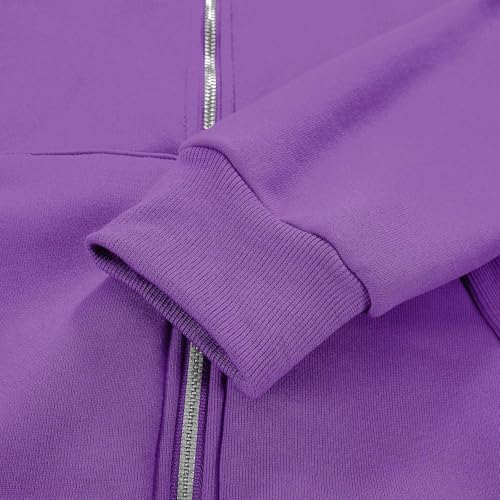 Sruiluo Women’s Purple Oversized Hoodie: Stylish Full-Zip Jacket for Fall Fashion - Image 7