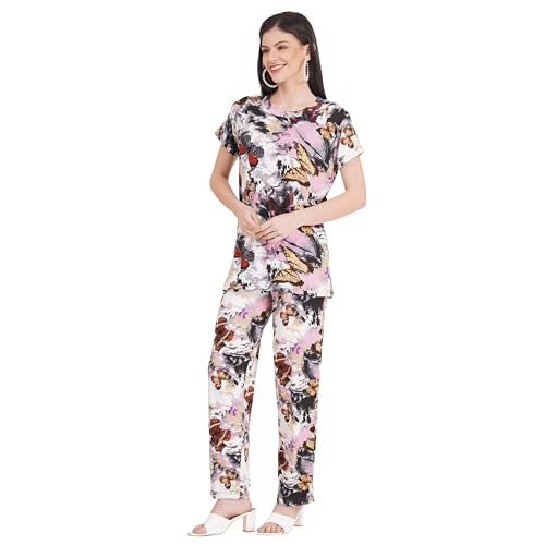 Image of Women's Pure Cotton Top & Pyjama Set - Printed Nightwear and Loungewear, Comfortable Night Suit for Sleep and Relaxation