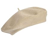 VISKEY Women Girls French Beret Casual Classic Solid Color Winter Cap, Beige