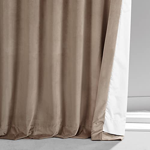 Image of HPD Half Price Drapes Signature Plush Velvet Blackout Curtains for Bedroom (1 Panel), 50W X 84L Hotel Black Out Curtains for Living Room, Thermal Insulated Blackout Curtains, Pashmina Taupe