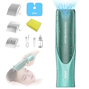 Baby Hair Clippers, Electric Quiet Vacuum Hair Clipper for Kids, Baby Hair Cutting Kit for Child Aged 0-12, Ceramic Blade Rechargeable Waterproof Trimmer, Infants Toddlers Children and Autism