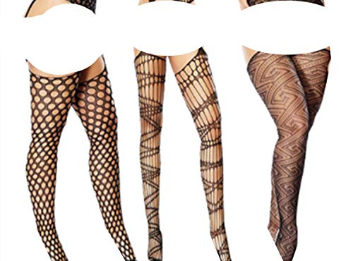 Preisvergleich Produktbild HNJZX Damen Netzstrumpfhose / Strapsstrümpfe, Übergröße, Sexy Dessous, durchsichtige Spitze, 3er-Pack, a