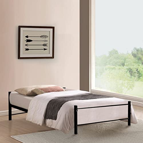 Image of Metallika Osaka Single Size Metal Bed (Glossy Finish, Dark Black) by FurnitureKraft (FK SB 2027 R)