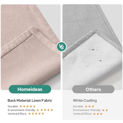 Image of HOMEIDEAS 100% Blackout Blush Pink Linen Curtains 52W x 84L 2 Panels | Faux Linen, Thermal Insulated, Blackout Grommet Window Drapes, for Bedroom, Living Preppy Room Decor, Nursery