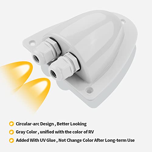 Image of BougeRV Solar Weatherproof Double Cable Entry Gland, Cable Through RV roof Solar Junction Box abs Entry housing for 14AWG to 10AWG Solar Cables for Solar Project on RV, Campervan, Boat, Van(Gray)