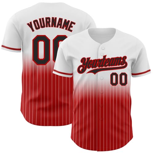 Camiseta de béisbol personalizada con botones, diseño degradado a rayas para hombres, mujeres y jóvenes miniatura 1