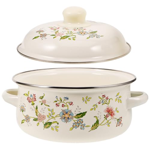 PRETYZOOM Olla de Sopa Esmaltada de Esmalte Resistente Diseño Compacto y Distribución Uniforme de Calor para Cocina Doméstica y Estofados