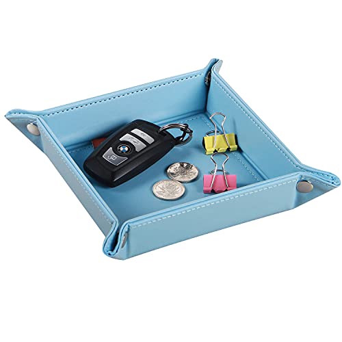 Image of YAPISHI Key Dish Bowl for Men, Entryway Catchall Holder Bedside Table Valet Tray for Pocket Stuff, PU Leather Nightstand Organizer for Dice /Coins /Wallet /Watch /Rings /Sunglasses, Dresser /Coffee Table