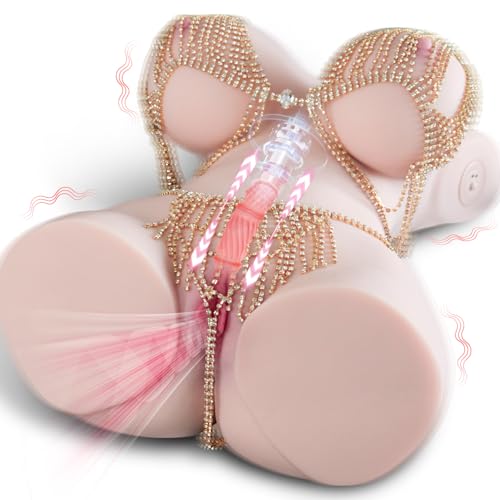 23LB Automatic Cleaning Sucking Vibrating Sex Doll Male Masturbator Sex Dolls Torso Lifelike Pocket Pussy Ass Big Boobs Adult Sex Toys for Vaginal Anal Breast Sex Sex Toy for Men Masturbation