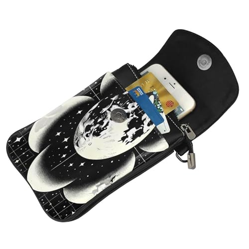 Cell Phone Crossbody Purse Moon Phases Black Womens Shoulder Wallet With Phone Pocket4