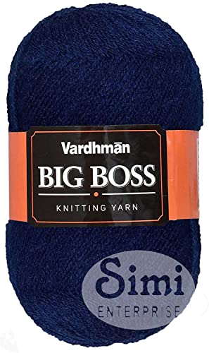 Image of VARD HMAN Bigboss Navy 600 GMS Wool Ball Hand Knitting Wool /Art Craft Soft Fingering Crochet Hook Yarn, Needle Knitting Yarn Thread Dyed-AA Art-ABA