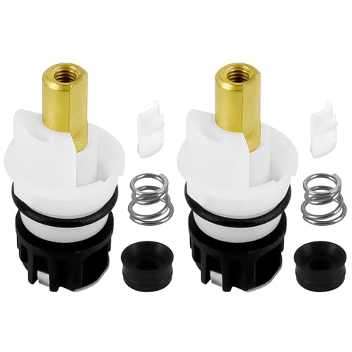 2 Pack RP25513 Faucet Cartridge Replacement Kit Compatible with Delta Two Handle Faucet, Faucet Stem Repair Kit Includes RP24096 Stem, RP24097 1/4 Turn Stop, RP4993 Seat and Spring (Black)