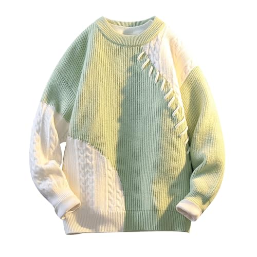 Men Color Patchwork Oversized Sweater Knit Jumper Pullover Unisex Long Sleeve Casual Sweaters Knitwear Pullovers