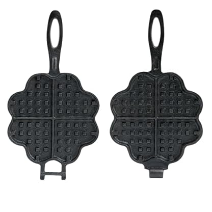 BBQ-Toro Gusseisen Waffeleisen in Herzform | Waffeleisen mit 2 Stielen, Ø 15 cm | Waffle Iron, Herzwaffeln Doppelform aus Gusseisen, bereits eingebrannt | Waffelmaker, – Bild 5