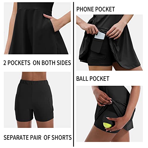 Fengbay Tennis Dress For Women,Golf Dress With Built In Shorts With 4 Pockets For Sleeveless Athletic Workout Dress #TOP4