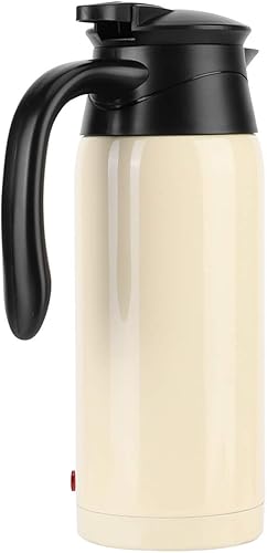 Miniatura 9 de Hervidor de té eléctrico, 27.1 fl oz de acero inoxidable, hervidor de agua caliente eléctrico para automóvil, viajes (color crema)