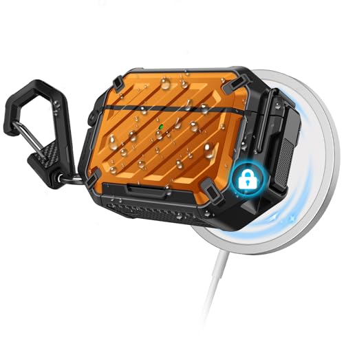 SUPCASE for AirPods Pro 3 Case with Lock & Carabiner, [IP68 Waterproof] [Military-Grade Protection] [Supports Wireless Charging] Anti-Scratch Hard Shell Cover for AirPods Pro 3rd Gen, Coral