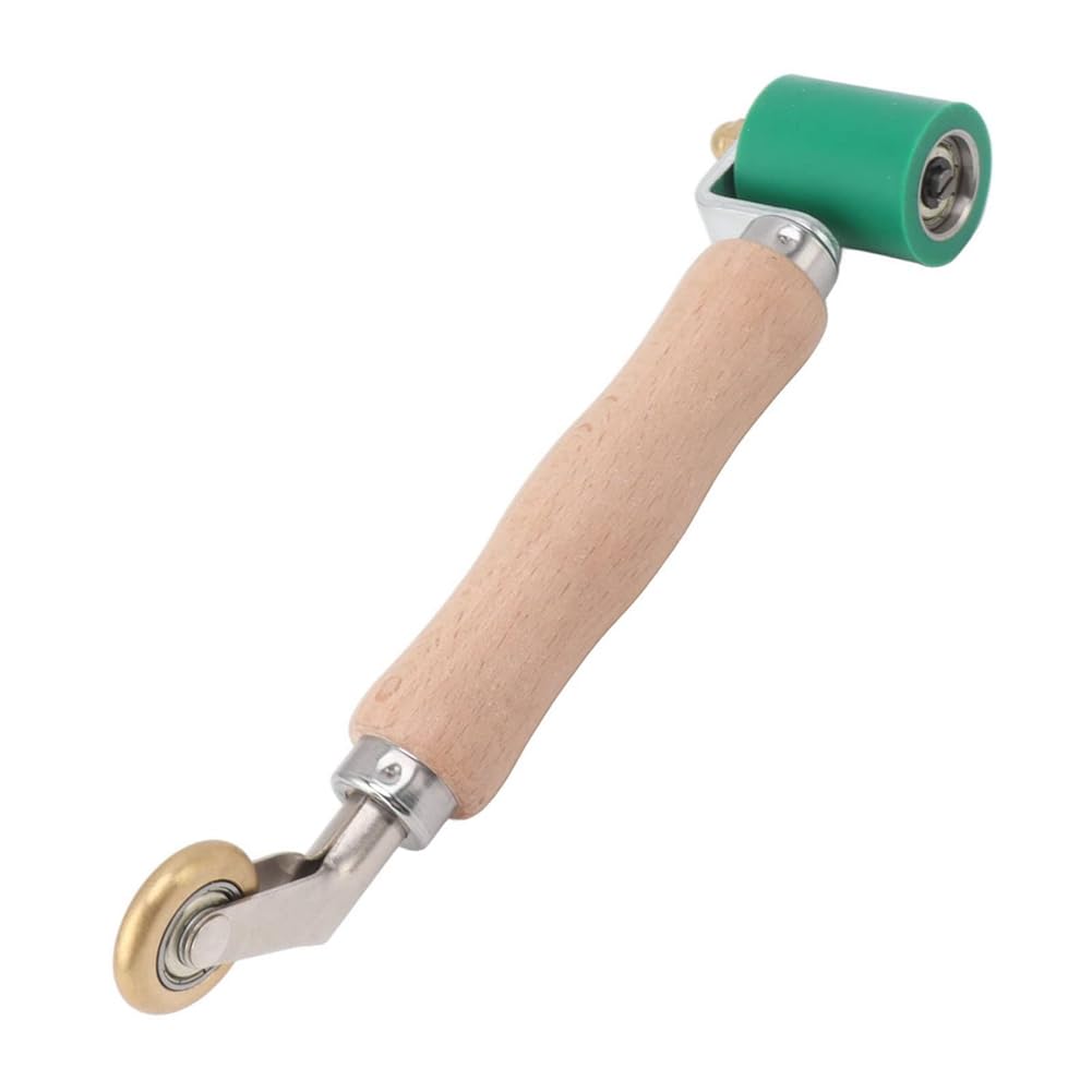 Rouleau de Couture de Papier Peint de 40 mm en Acier, Poignée en Bois Rouleau de Couture en Silicone Roue en Laiton à Double Usage pour le Soudage Du PVC B Facile à Transporter