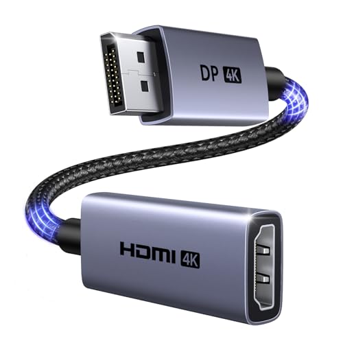 UGREEN 4K@60Hz Active DisplayPort to HDMI Adapter Unidirectional DP 1.2 PC to HDMI 2.0 Display Male to Female HDCP 2.2 3D Video Converter with 2K@144Hz 1080P@165Hz Compatible with AMD NVIDIA 0.66FT